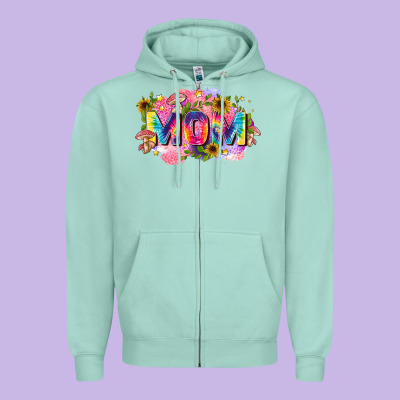 Tie Dye Mom Zipper Hoodie Designed By Zillion Design Studio