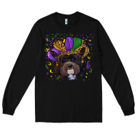 Black mardi gras hat havanese dog Long Sleeve Tee - RanaPortraitStore
