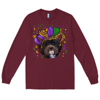 Burgundy mardi gras hat havanese dog Long Sleeve Tee - RanaPortraitStore