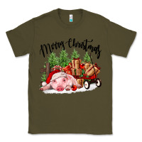 Army Green merry christmas pig Classic Tee - FaDigitalArtStudio