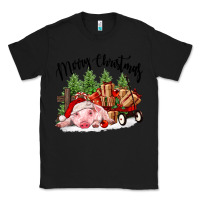 Black merry christmas pig Classic Tee - FaDigitalArtStudio