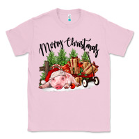 Bubblegum Pink merry christmas pig Classic Tee - FaDigitalArtStudio