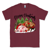 Burgundy merry christmas pig Classic Tee - FaDigitalArtStudio