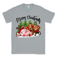 Heather Grey merry christmas pig Classic Tee - FaDigitalArtStudio