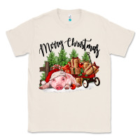 Natural merry christmas pig Classic Tee - FaDigitalArtStudio