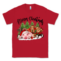 Red merry christmas pig Classic Tee - FaDigitalArtStudio