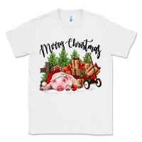 White merry christmas pig Classic Tee - FaDigitalArtStudio