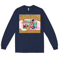 Navy small business coffee cups Long Sleeve Tee - Zillion Design Studio
