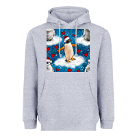 Heather Grey christmas penguin and heart seamless pattern Heavyweight Hoodie - BundleAndBundleShop