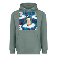 Sage christmas penguin and heart seamless pattern Heavyweight Hoodie - BundleAndBundleShop