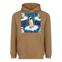 Christmas Penguin And Heart Seamless Pattern Heavyweight Hoodie | Teevron