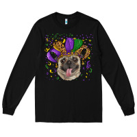 Black mardi gras hat pug Long Sleeve Tee - RanaPortraitStore