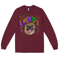 Burgundy mardi gras hat pug Long Sleeve Tee - RanaPortraitStore