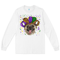 White mardi gras hat pug Long Sleeve Tee - RanaPortraitStore