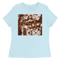 Baby Blue brown cowhide Ladies Tee - BarkalooDesign