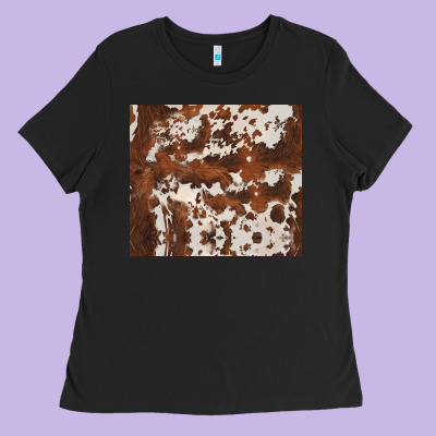 Brown Cowhide Ladies Tee Designed By Barkaloodesign