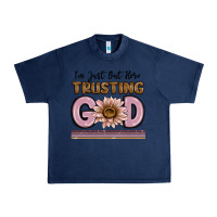 Navy im just out here trusting god Urban Heavy Tee - MaliasSmallBusiness