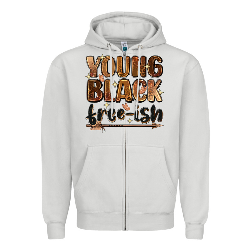 Young Black Free-ish Zipper Hoodie by Zillion Design Studio | Teevron