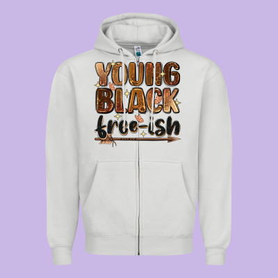 Young Black Free-ish Zipper Hoodie Designed By Zillion Design Studio