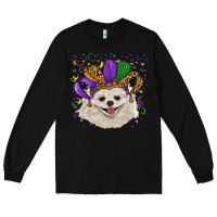 Black mardi gras hat white pomeranian Long Sleeve Tee - RanaPortraitStore