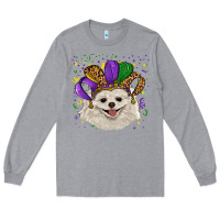 Heather Grey mardi gras hat white pomeranian Long Sleeve Tee - RanaPortraitStore