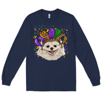 Navy mardi gras hat white pomeranian Long Sleeve Tee - RanaPortraitStore