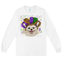 White mardi gras hat white pomeranian Long Sleeve Tee - RanaPortraitStore