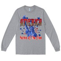 Heather Grey America home of the free Long Sleeve Tee - texasbilliewilder