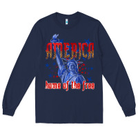 Navy America home of the free Long Sleeve Tee - texasbilliewilder