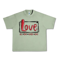Oil Green love all day every day hearts Urban Heavy Tee - MaliasSmallBusiness