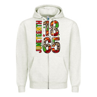 Oatmeal Heather 1865 Juneteenth Zipper Hoodie - Zillion Design Studio