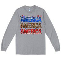 Heather Grey America america america fourth of july Long Sleeve Tee - texasbilliewilder