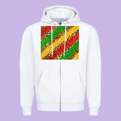 African Colors Leopard Zipper Hoodie Designed By Zillion Design Studio
