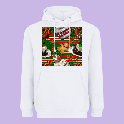 Christmas Cake Seamless Pattern Heavyweight Hoodie Designed By Bundleandbundleshop