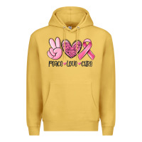 Antique Gold peace love cure breast cancer Premium Hoodie - MaliasSmallBusiness