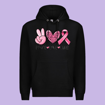 Peace Love Cure Breast Cancer Premium Hoodie Designed By Maliassmallbusiness