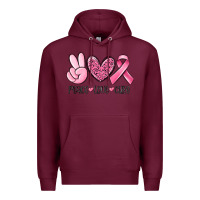Burgundy peace love cure breast cancer Premium Hoodie - MaliasSmallBusiness