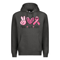 Charcoal Heather peace love cure breast cancer Premium Hoodie - MaliasSmallBusiness