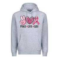 Heather Grey peace love cure breast cancer Premium Hoodie - MaliasSmallBusiness