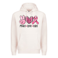 Pale Pink peace love cure breast cancer Premium Hoodie - MaliasSmallBusiness