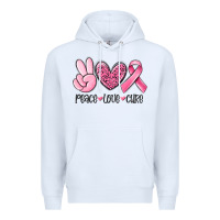 White peace love cure breast cancer Premium Hoodie - MaliasSmallBusiness