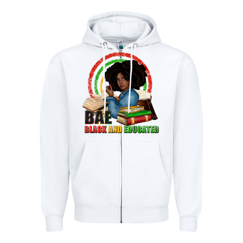 Bae Black And Educated Zipper Hoodie by Zillion Design Studio | Teevron