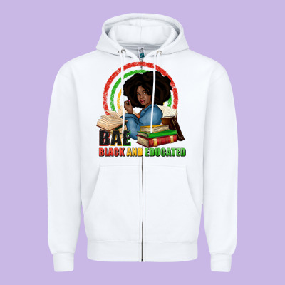 Bae Black And Educated Zipper Hoodie Designed By Zillion Design Studio