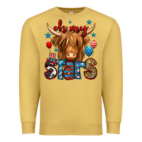 Antique Gold oh my stars 4th of july shaggy cow Premium Sweatshirt - Jasminsmagicworld