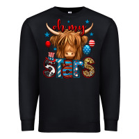 Black oh my stars 4th of july shaggy cow Premium Sweatshirt - Jasminsmagicworld