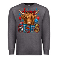 Charcoal Heather oh my stars 4th of july shaggy cow Premium Sweatshirt - Jasminsmagicworld