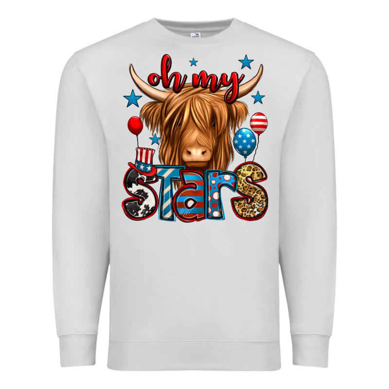 Oh My Stars 4th Of July Shaggy Cow Premium Sweatshirt by Jasminsmagicworld | Teevron