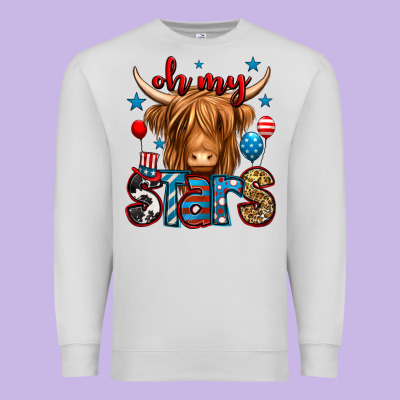 Oh My Stars 4th Of July Shaggy Cow Premium Sweatshirt Designed By Jasminsmagicworld