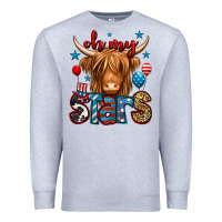 Heather Grey oh my stars 4th of july shaggy cow Premium Sweatshirt - Jasminsmagicworld