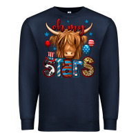 Navy oh my stars 4th of july shaggy cow Premium Sweatshirt - Jasminsmagicworld